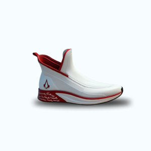 Concept design of a Runnix 3D sneaker with futuristic aesthetics and customizable 3D-printed structure.